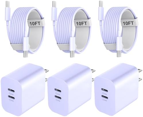 i.Phone 15 Pro Max Charger Cable, 20W Dual Port USB C Fast Charger Block with 10FT Long USB C to C Fast Charging Cord Cable for iPhone 15 Pro Max/15 Pro/15/15 Plus,iPad Pro 12.9″/11″