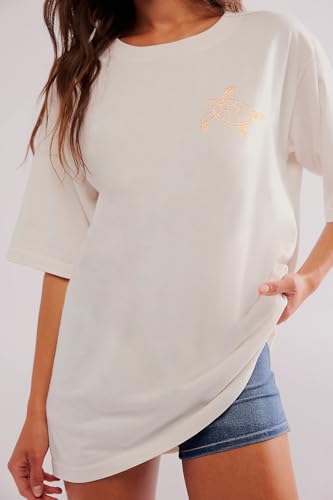 Image of Summer Oversized Flower Graphic Tees Y2k Coastal Beach Palm Surfboard Tops Baggy T-Shirts Teen Girls Preppy Clothes