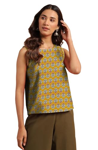 Image of Janasya Women's Cotton Floral Print Regular Top