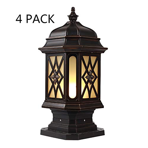 ZTWQWERT European Style Outdoor Waterproof Pillar Lamp, Outdoor Patio Doorpost Lamp, Suitable for Home Courtyard, or Any Other Lighting Occasion (excluding Bulb) (Color : 4pack)