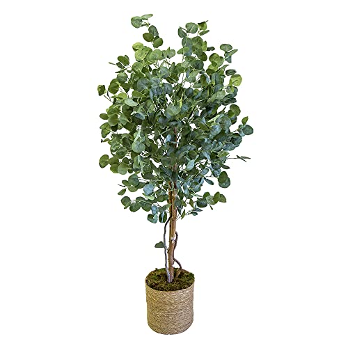 Eucalipto Artificial con Troncos Naturales, Ideal para Decoración de hogar, Árbol Artificial, Planta Artificial (150 cm)