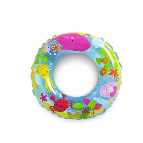 Image of Fish Print Inflatable Swimming Ring for Toddlers | Cute Anti-Flip Water Safety Baby Floater |Swim Float for Kids | Durable Multicolour PVC Tube for Pool, Beach & Summer Fun- Pack of 1