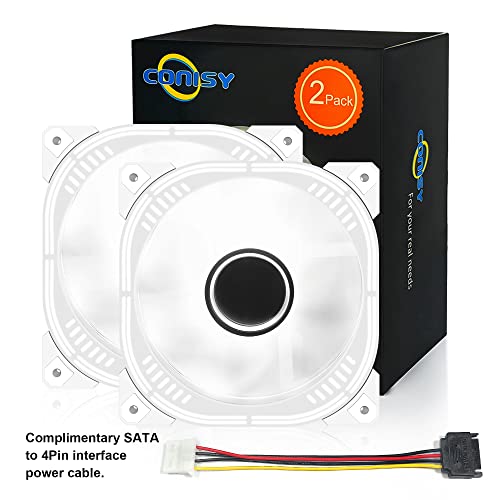 Conisy Silent Series 120Mm Case Fan For Computer Case, Led Pc Case Fan With 4Pin Molex & 3Pin Motherboard Connector - White (2 Pack) #TOP7
