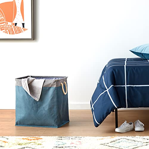 Amazon Basics Foldable Rectangular Fabric Laundry Hamper With Detachable Brackets, Large, Still Water Blue #TOP5