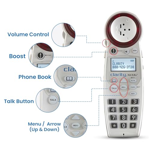 Clarity XLC3.4+ DECT 6.0 Landline Amplified Cordless Phone, Extra-Loud Ringer, Big Buttons Cordless Home Phone, Talking Caller Id & Dual Power Battery - Thumbnail 2