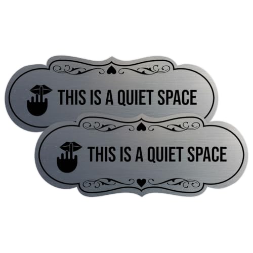 Signs ByLITA Designer This is a Quiet Space Sign (Brushed Silver) - Medium (2 Pack)
