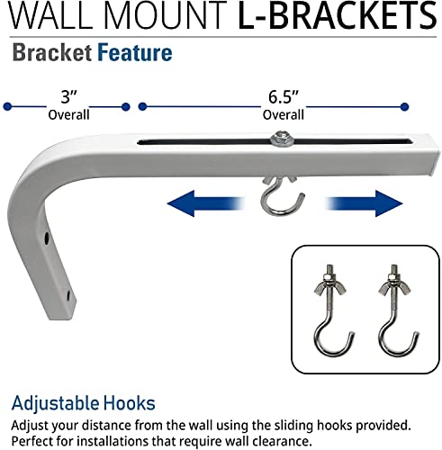 Akia Screens 10 Inch Universal Projector Screen L-Bracket Wall Hanging Mount Kit 10" Adjustable Extension With Hook For Projector Screen Indoor Outdoor Movie Video Home Theater, White, Ak-Zlb10W #TOP6