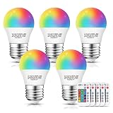 Aigostar - Bombilla LED RGB G45, 4W Equivalente a 40W, Bombilla LED Con Múltiples Colores Ajustables Con Mando a Distancia, 470 Lúmenes, Casquillo Gordo E27, 4 Modos, Pack 5 Unidades
