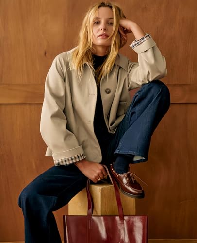 Women Crop Trench Coat Single Breasted Check Lining Lightweight Barn Jackets Fashion Outerwear4