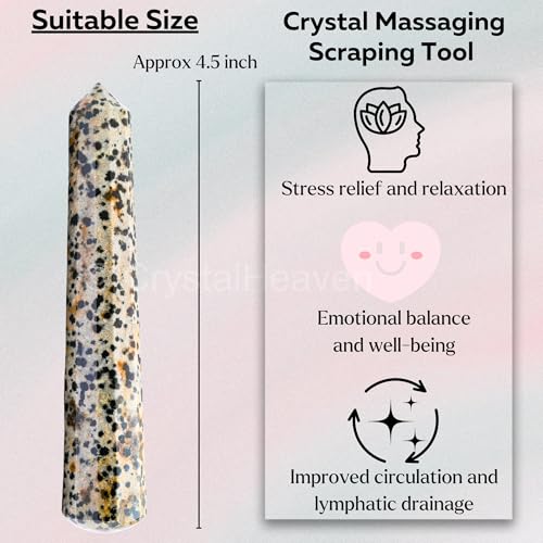 Image of Dalmatian Jasper Crystal Wand - Pointed Crystal Wand for Energy Healing, Chakra Balancing, Meditation and Home Decor - Crystals and Healing Stones for Gift
