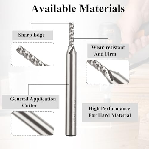 Image of 8 PCS 1 /8 inch Carbide Square End Mill 4 Flute Solid Carbide Drill Bits for Hardened Steel 1 /8 End Mills CNC Router Bits AlTiN Coating Spiral Upcut Router Bit for Alloy Steel, Aluminum, Copper