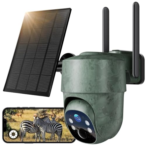 WOLFANG Wildkamera, 4G LTE Mobilfunkkamera, solarbetrieben mit 2,5K View, Live-Video, Pan 355 ° Neigung, 110 ° Ferneinstellung, Sicherheitskamera mit Nachtsicht, Bewegungsaktivierung, IP66 wasserdicht
