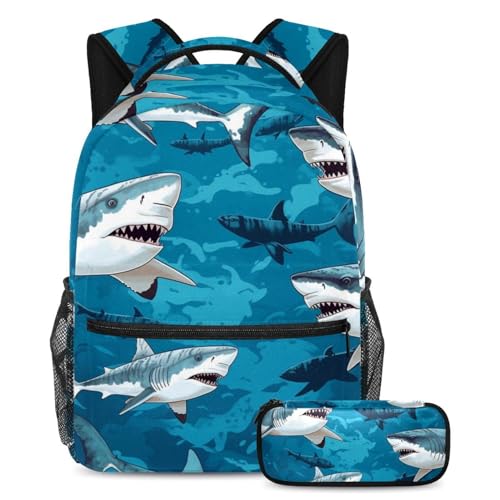 Grand sac à dos Ocean Sharks 37 imperméable et résistant pour l'école des enfants