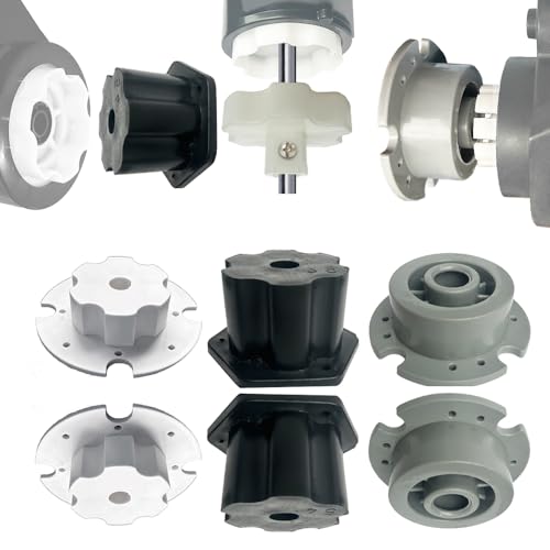 BUMPKAI 6PCS Rubber Tire Coupler Connector Upgrade Replacement for Power Wheels Ride on Car,1PCS Steering Motor Gearbox Adapter Upgrade for Power Wheels Parts,Hitch,Grip