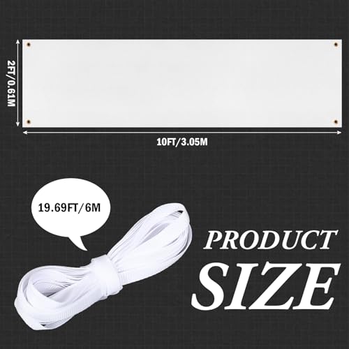 Image of Zonon Large Blank Banners And Signs Polyester Oxford Cloth Sublimation Banner To Decorate With Hanging Rope For Indoor Wall Outdoor Easy to Hang DIY Signs For Business Office (White,2 x 10 Feet)