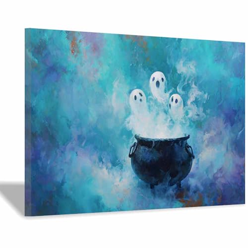 Tableau fantômes sortant du chaudron XENIOU cadre blanc 40x60cm de qualité supérieure