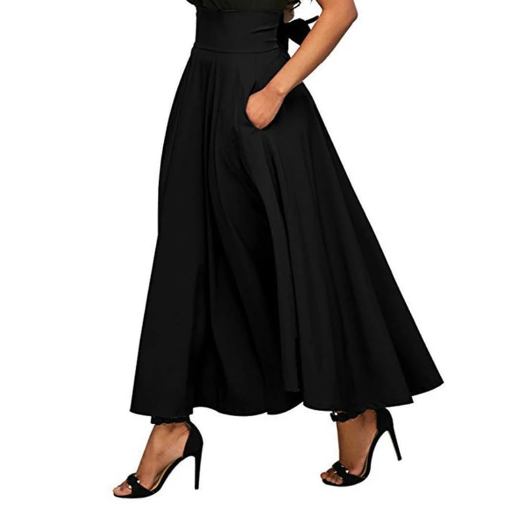 Falda Larga Plisada de Talle Alto Vestido Completo para Mujer