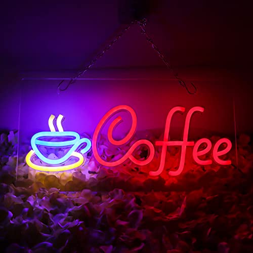 Image of Coffee Neon Signs for Wall Decor Led Lights for Coffee Bar Led Sign Room Decor Aesthetic Suitable for Living Room Bistro Cafe Shop Man Cave Party Christmas Halloween 5V Usb Power