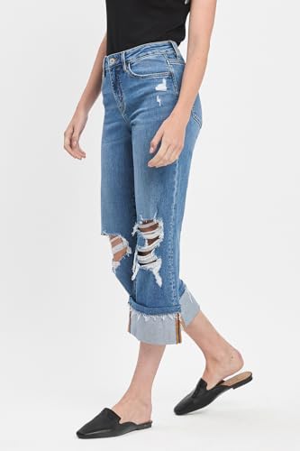 VERVET High Rise Cuffed Crop Wide Jeans V35934