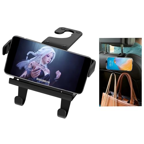 SunlightXS Upgraded Car Headrest Hidden Hook 2 in 1 Car Seat Hooks with Phone Holder for Purse, Hangers Vehicle Organizer ，Durable Hanger Storage Holder Organizer