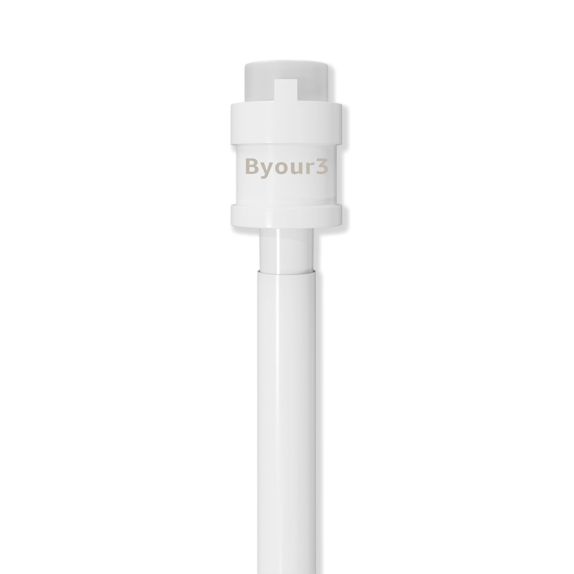 Byour3 - Coppia Bastoni per tende con molla a Pressione per Porta Finestra Astine Senza Forare Bacchette Estensibili Regolabili Tende tendina x Vetro per Camere Bagno Soggiorno (Bianco da 24 a 37 cm)