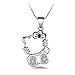 UUONLY Hello Kitty Necklace, Kitty Cat Necklace-Silver Plated Cat Pendant Necklace, Birthday Gift for Hello Kitty Fans,Women etc, 17.71" (Purple)