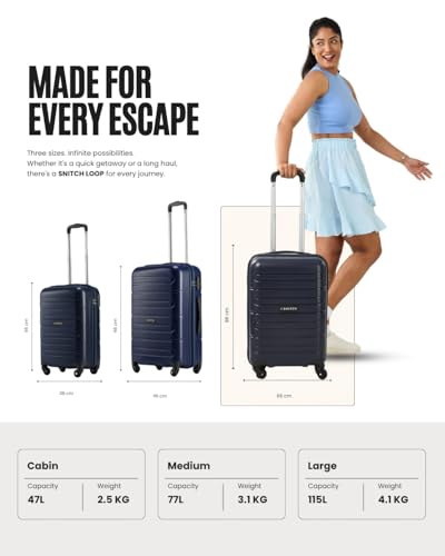 Image of SNITCH Loop 3Pc Set Blue Polypropylene Hard Travel Suitcase - Suitcase for Travel Set of 3 & Luggage with 4 Wheels, Secure Lock & Free Shoe Bag