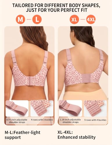 Image of PoseFree Jelly Bras for Women No Underwire, Supportive Wireless Comfort Bra, Full Coverage Back Smoothing Bra