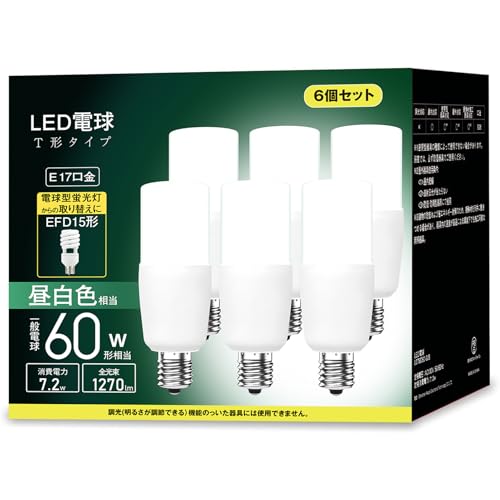 LEDd T`^Cv E17 60w` F 1270LM (7.2W)fMގ{HΉ S^Cv d^u EFD25EEFD15`֐ C Lb` ʏƖ ledCg 6Zbg