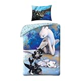 My sweety pop | Bettbezug Drache Puppies 140 x 200 cm | Kinderbettwäsche aus 100 % Baumwolle | Kissenbezug extra groß 70 x 90 cm | Bettwäsche Thema Magische Welt und Krokmou