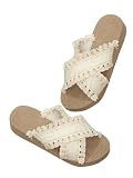 Verdusa Women's Fringe Criss Cross Strap Summer Sandals Slip On Slides Outdoor Shoes Beige 8, VDVE3qnp8n-EUR39