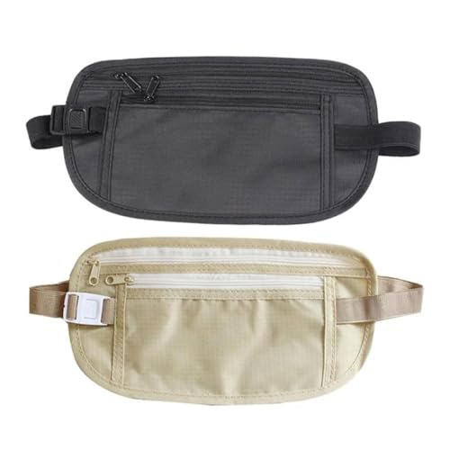 SGERUFZ 2 pezzi portafoglio nascosto, tasca cintura sicurezza anti-furto, tasca cintura sportiva, cintura fianchi regolabile, borsa viaggio impermeabile