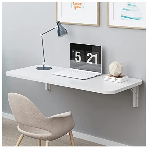 Mesa plegable de pared en madera robusta blanca para barra de bar y garaje 2