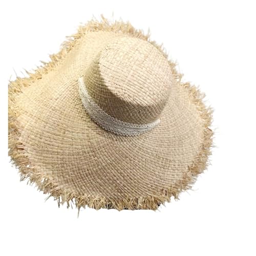Chapeau de soleil respirant en raphia avec grand bord pour femmes