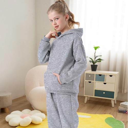 Image of Kids Athletic Pullover Hoodie Sweatshirt with Pocket Tops,2-12Years | Boys and Girls Fleece Hooded Christmas Halloween Teen Girls Athletic Hoodie Solid Color Lightweight Classic Kids Clothes