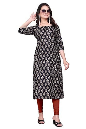Image of Women's Pure Cotton Straight Fit Straight Cambric Jaipuri Printed Kurti
