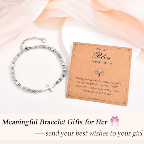 Image of Religious Cross Bracelet for Women Girls, Christian Gifts for Daughter Granddaughter Sister in Christ Friend Niece on Birthday Christmas Easter Valentines Day Graduation