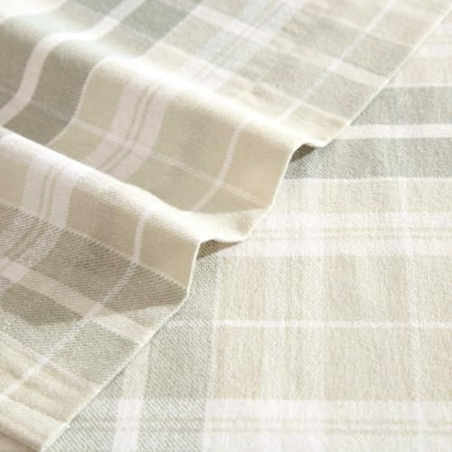 Image of Laura Ashley - Flannel Sheets King Size, Anti-Pilling & Wrinkle Resistant Cotton, Touchably Soft for All-Season Comfort - Bed Sheets with Matching Pillowcases & Fitted Sheet (Mulholland Plaid Green)