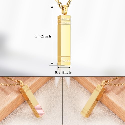 XIUDA Cremation Urn Necklace for Ashes Bar Cremation Jewelry Stainless Steel Ash Necklace Memorial Keepsake Pendant for Men Women2