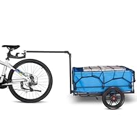 TMZ Fahrradanhänger 120L Tragfläche, Lastenanhänger mit Fahrradkupplung und Elastischem Netz, 50kg Zuladung, Handwagen mit Abnehmbaren Reifen, Reflektoren (Blau)