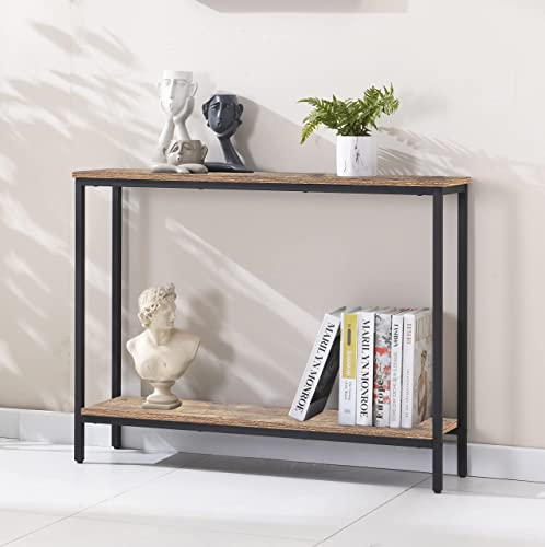 Majaro Industrial Sofa Console Table For Living Room, Office (Rustic Brown, Double Layer) #TOP4