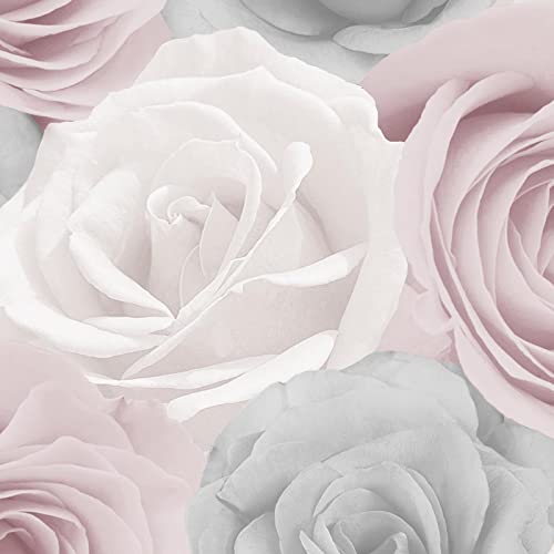Melany Rose Papier Peint Rose/Gris - Métallisé - World of Wallpaper AF0013