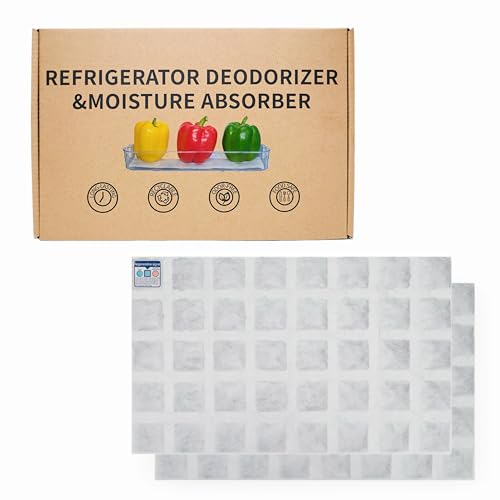 Aeribbon 2 Pack Refrigerator Deodorizer, Outperforms Baking Soda Fridge Deodorizer, Odor Eliminator for Fridge & Freezer, Refrigerator Air Freshener And Moisture Absorbers Pad
