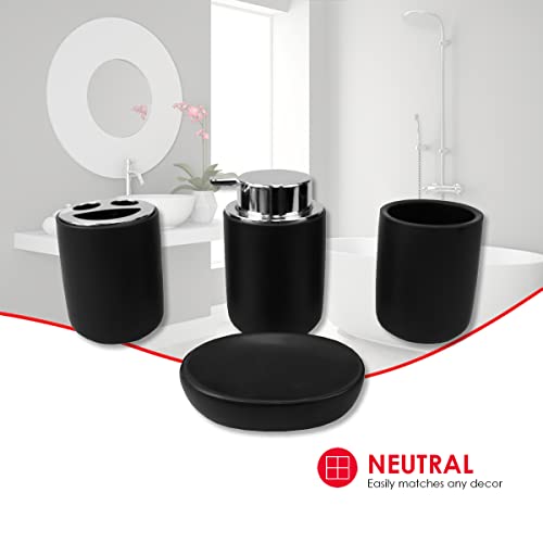 Home Basics Luxem 4 Piece Ceramic Bath Accessory Set (Black, 1) | Matte Finish | Neutral Color | Extremely Durable - Image 3