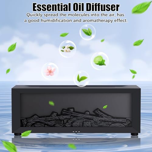 Image of Fireplace Flame Air Diffuser Humidifier,Fireplace Flame Oil Diffuser 7 Colors Aromatherapy Essential Oil Diffuser,Ultrasonic Aroma Humidifier with Timer for Home,Bedroom,Office,Yoga -Black