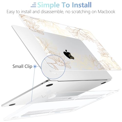 Image of MEEgoodo for M5 /M4 /M3 /M2 MacBook Air 15 inch Case 2026 2025 2024 2023, Case Fit Model (A3448 /A3241 /A3114 /A2941) for MacBook Air 15.3 inch, Drawn Golden Floral