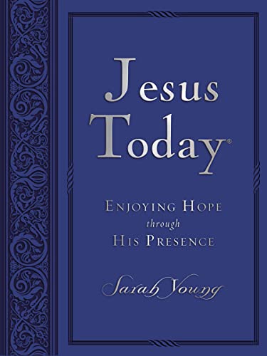 Image of Jesus Today, Large Text Blue Leathersoft, with Full Scriptures: Experience Hope Through His Presence (A 150-Day Devotional)