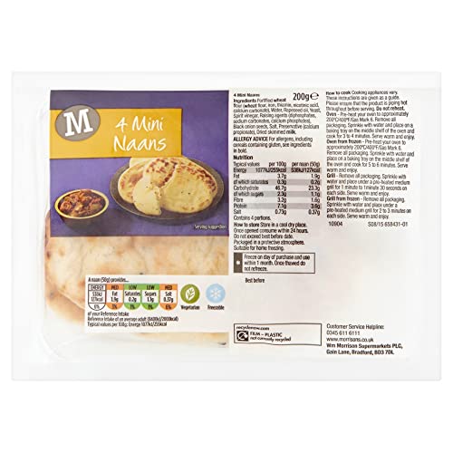 Morrisons Plain Mini Naan Bread 4 Pack