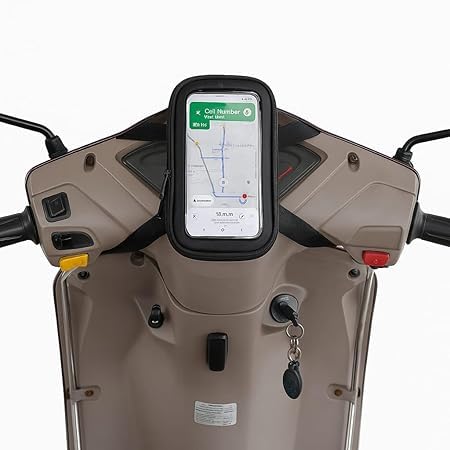 Swissbell :- Polyester Handlebar Universal Mobile Holder Mount Pouch Bag Waterproof for Activa Jupiter EV Ola-S1 Pleasure Ntroq_All Scooter Scooty Bike Fit 7 inches Phone (Black)