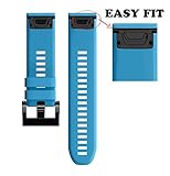 Wearable4U Garmin Fenix 5 Band 22mm Quick Release Easy Fit Silicone Replacement Watch Strap for Garmin Fenix 5 Sapphire, Quatix 5, Quatix 5 Sapphire, Forerunner 935, Approach S60 (Sky Blue)